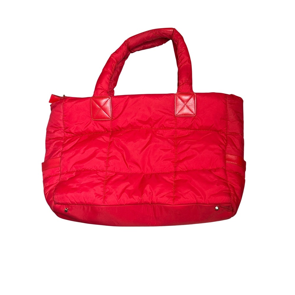 Courage B. Red Puffer Quilted Tote Bag Roomy Practical Everyday‎ Travel Utility